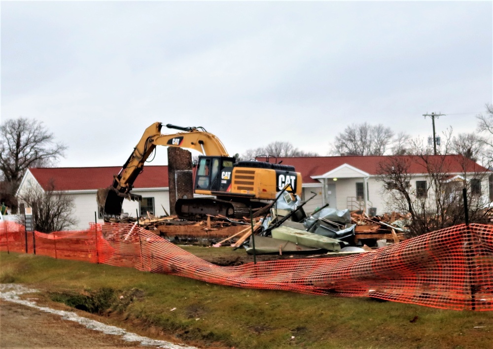 Building destruction in 1600 block at Fort McCoy makes way for future construction