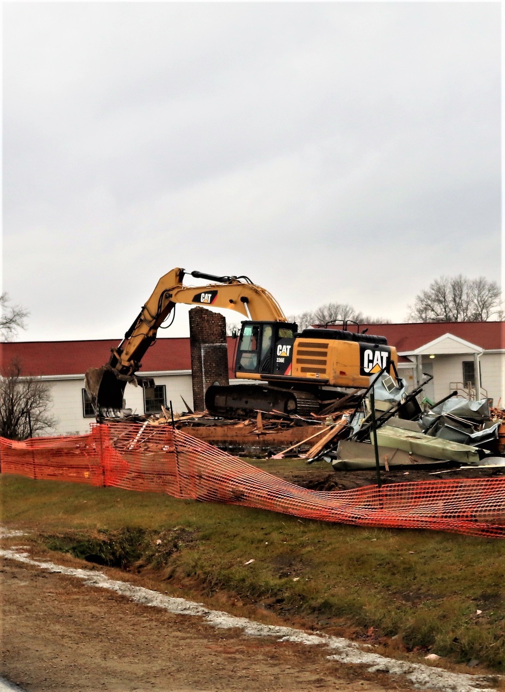 Building destruction in 1600 block at Fort McCoy makes way for future construction