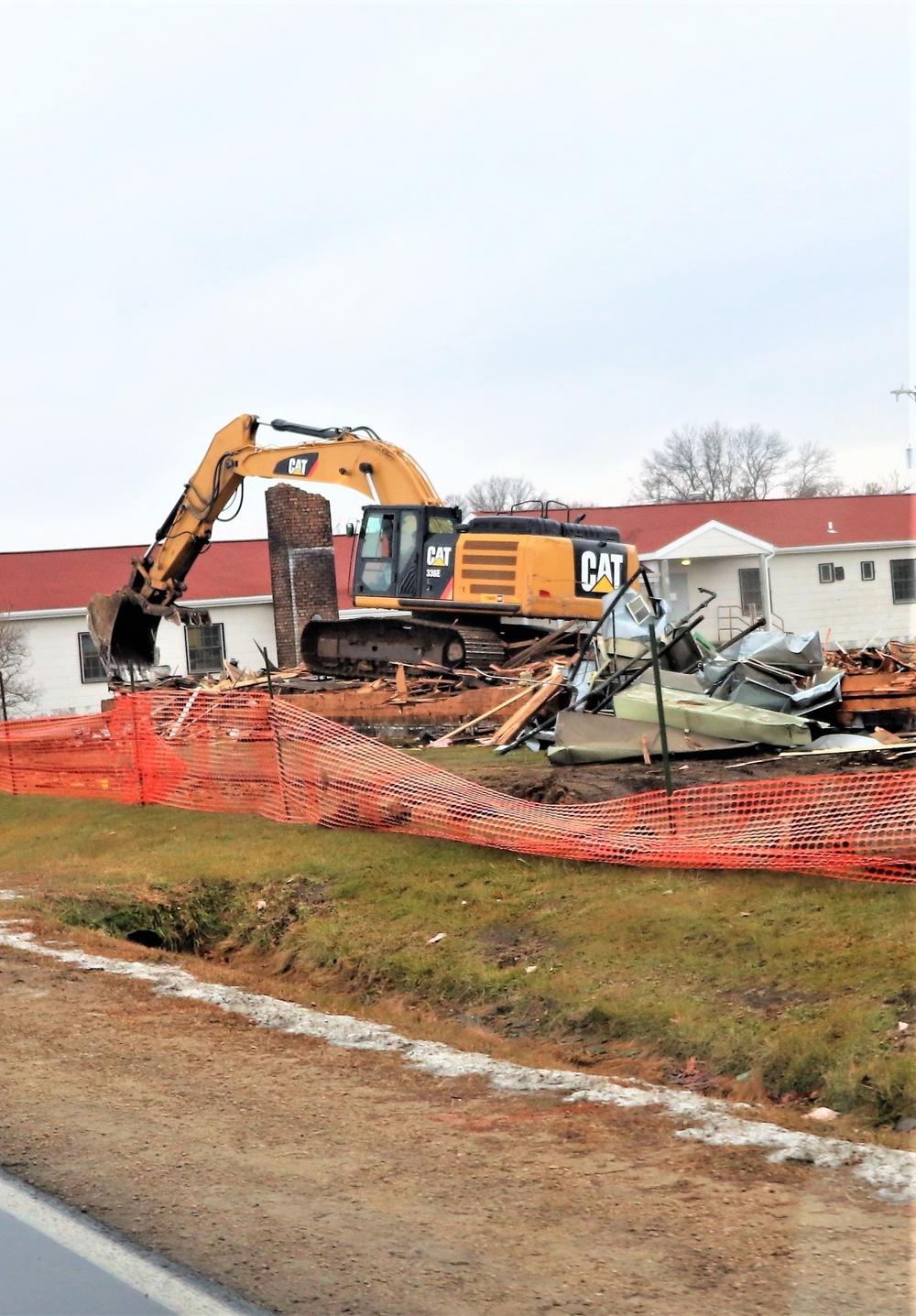 Building destruction in 1600 block at Fort McCoy makes way for future construction