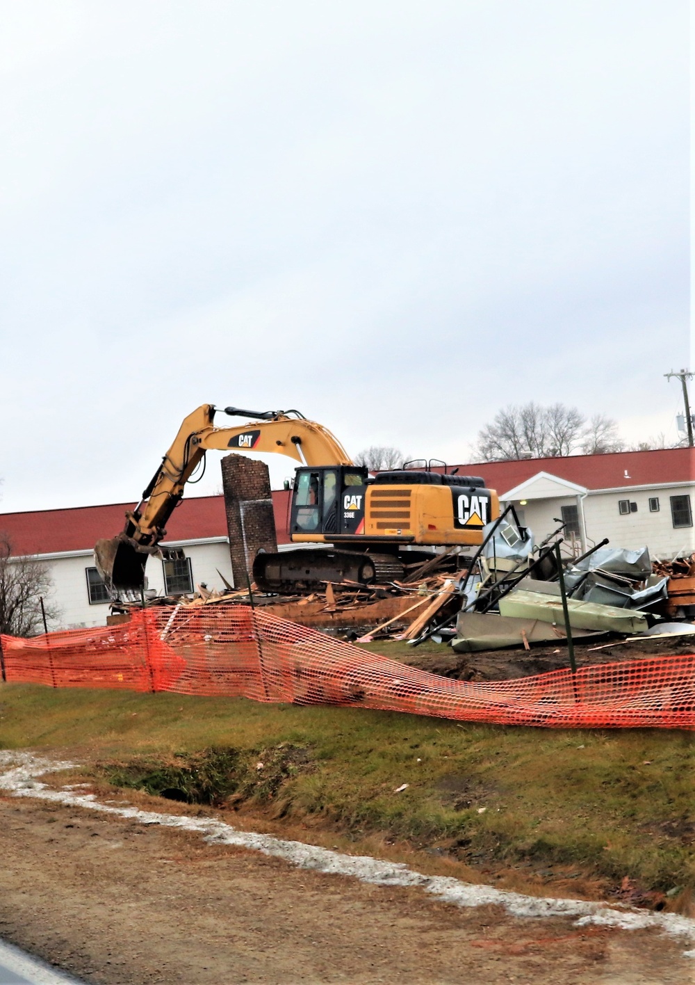 Building destruction in 1600 block at Fort McCoy makes way for future construction