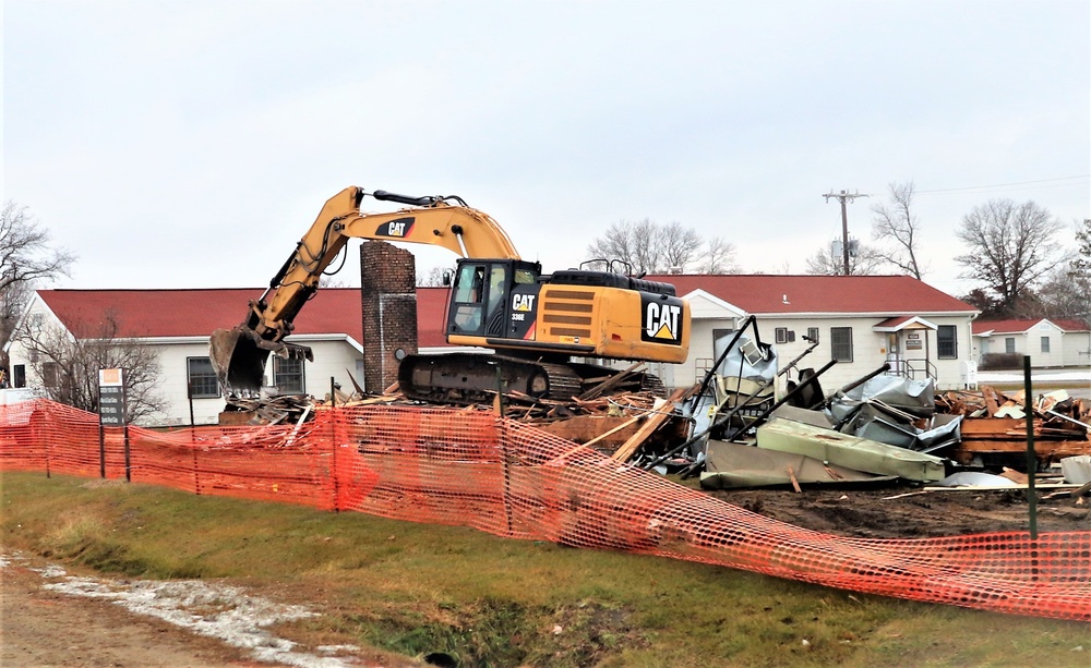 Building destruction in 1600 block at Fort McCoy makes way for future construction