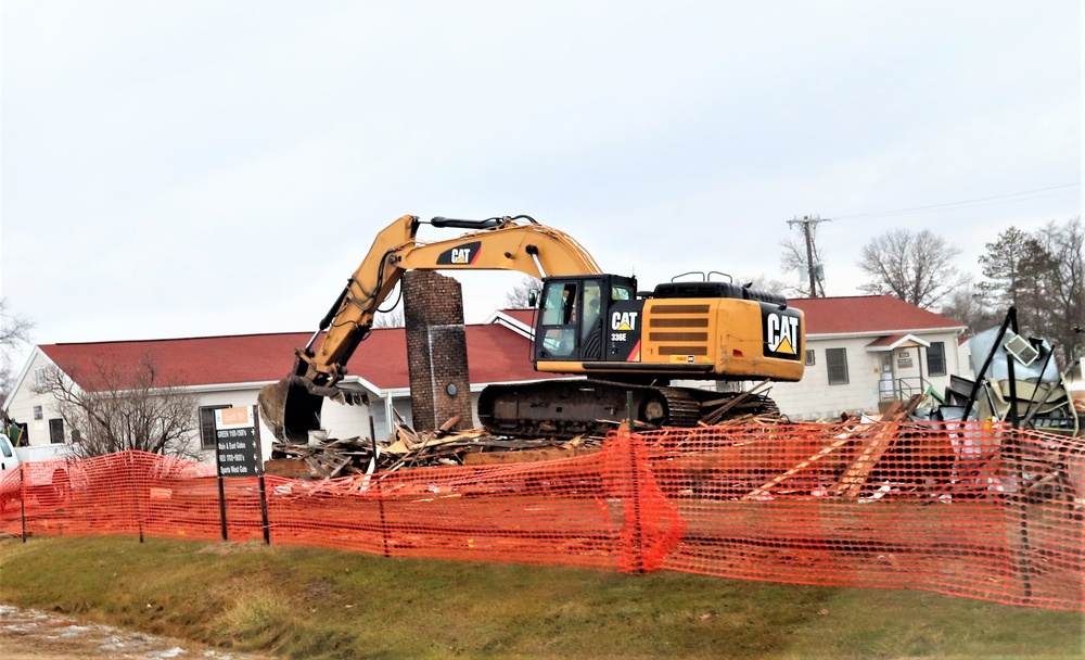 Building destruction in 1600 block at Fort McCoy makes way for future construction