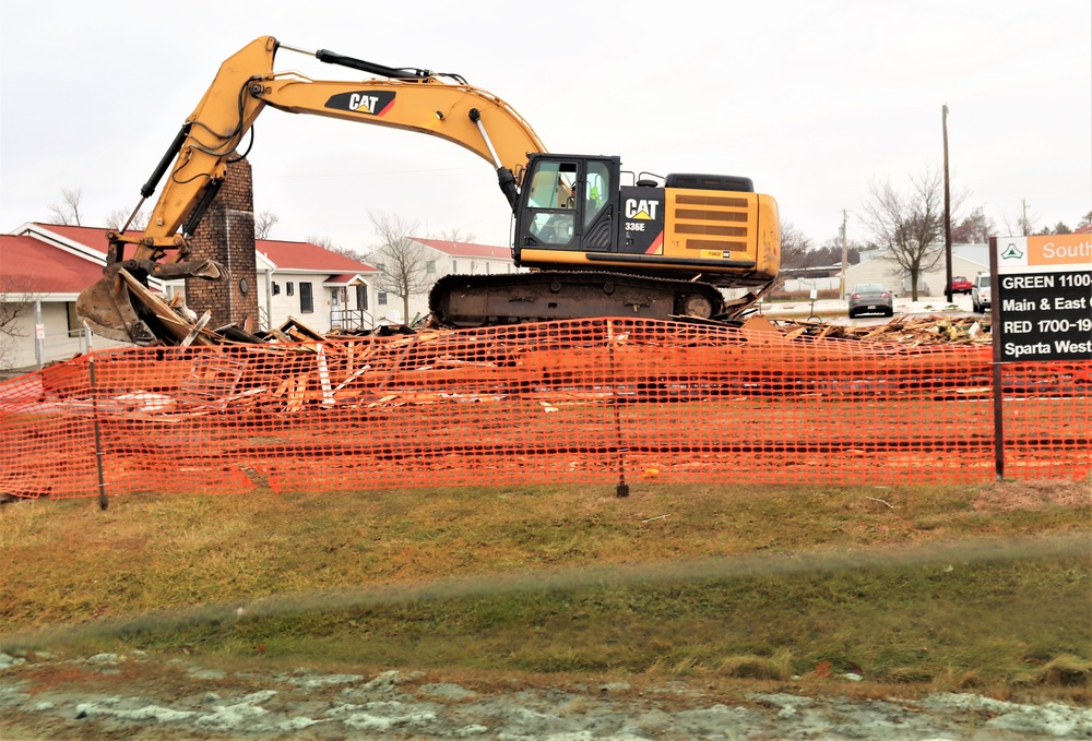 Building destruction in 1600 block at Fort McCoy makes way for future construction