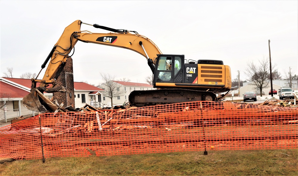 Building destruction in 1600 block at Fort McCoy makes way for future construction