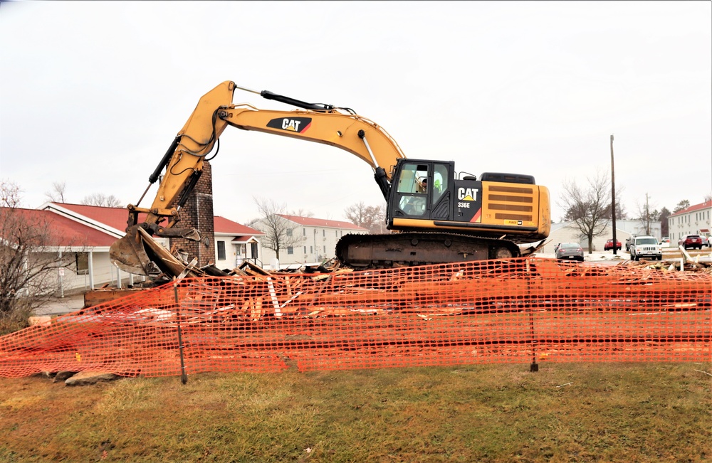 Building destruction in 1600 block at Fort McCoy makes way for future construction