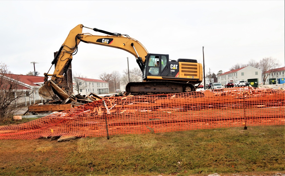 Building destruction in 1600 block at Fort McCoy makes way for future construction