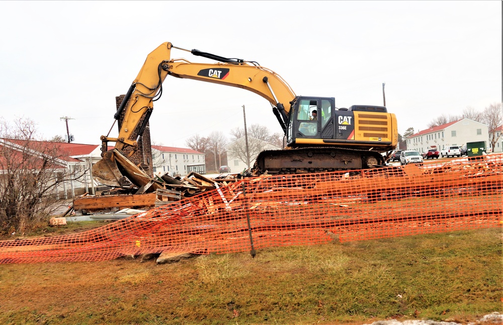 Building destruction in 1600 block at Fort McCoy makes way for future construction