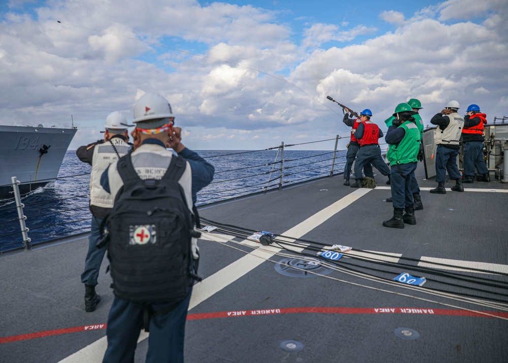 Benfold Conducts Replenishment-At-Sea with John Ericsson