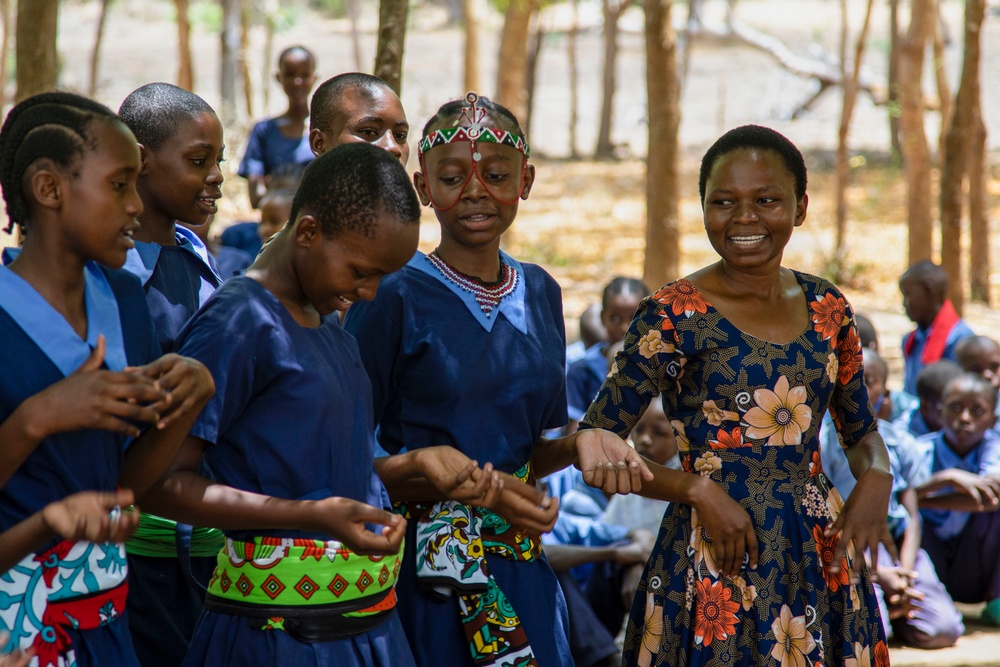 U.S. service members engage with Kenyan school