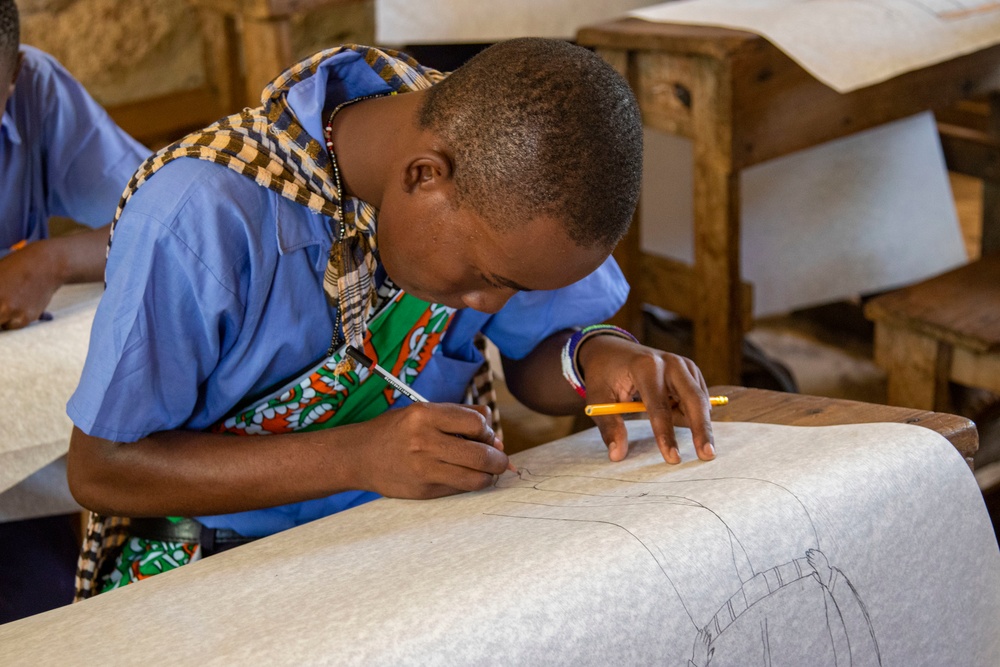 U.S. service members engage with Kenyan school