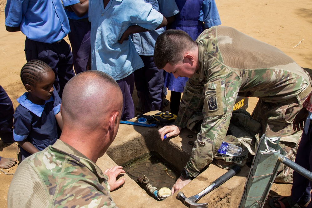 U.S. service members engage with Kenyan school