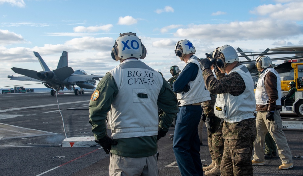 The Harry S. Truman Carrier Strike Group is on a scheduled deployment in the U.S. Sixth Fleet area of operations in support of naval operations to maintain maritime stability and security.