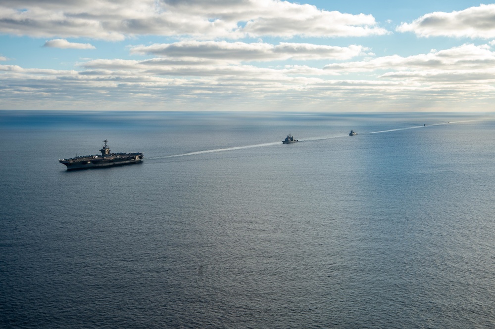 The Harry S. Truman Carrier Strike Group is on a scheduled deployment in the U.S. Sixth Fleet area of operations in support of naval operations to maintain maritime stability and security.