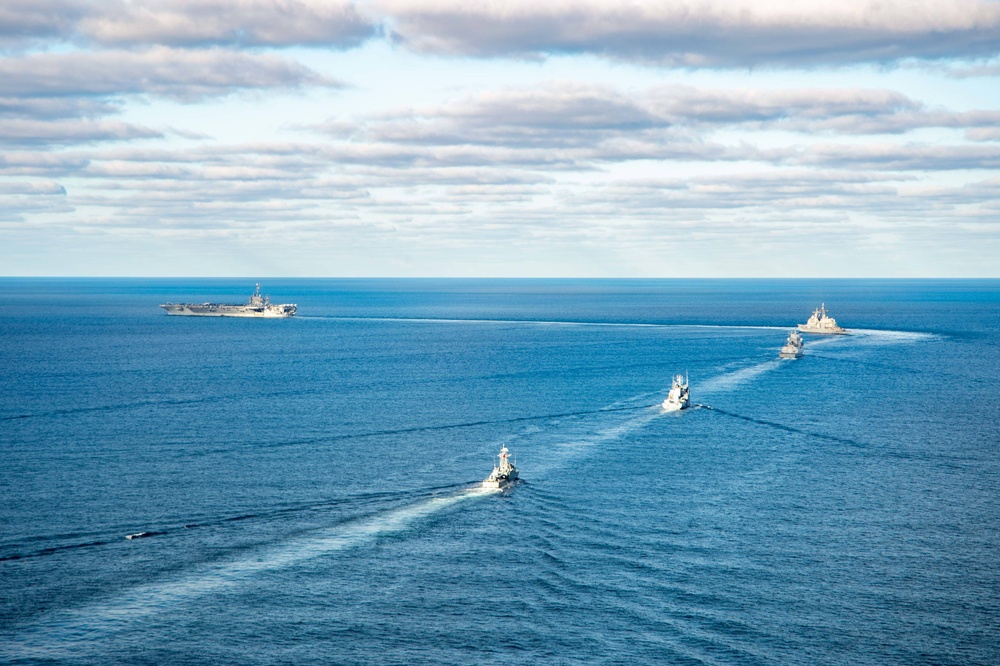 The Harry S. Truman Carrier Strike Group is on a scheduled deployment in the U.S. Sixth Fleet area of operations in support of naval operations to maintain maritime stability and security.