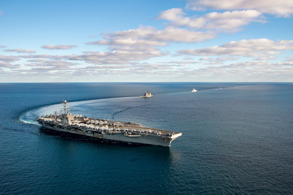 The Harry S. Truman Carrier Strike Group is on a scheduled deployment in the U.S. Sixth Fleet area of operations in support of naval operations to maintain maritime stability and security.