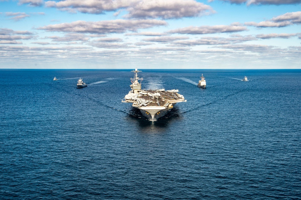 The Harry S. Truman Carrier Strike Group is on a scheduled deployment in the U.S. Sixth Fleet area of operations in support of naval operations to maintain maritime stability and security.