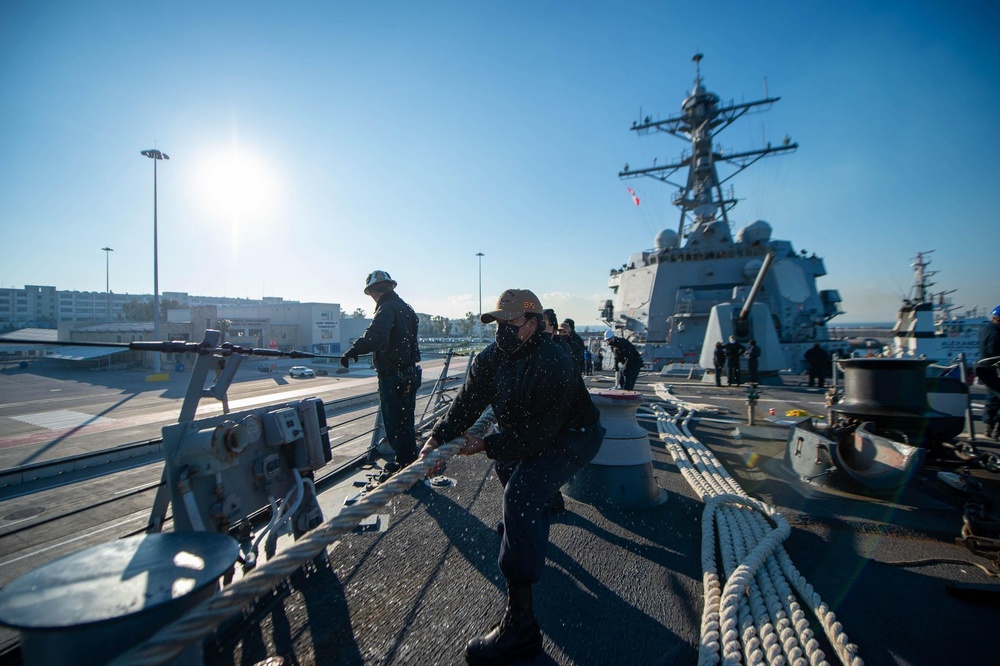 Jason Dunham is operating as part of the Harry S. Truman Carrier Strike Group and is on a scheduled deployment in the U.S. Sixth Fleet area of operations in support of naval operations to maintain maritime security.