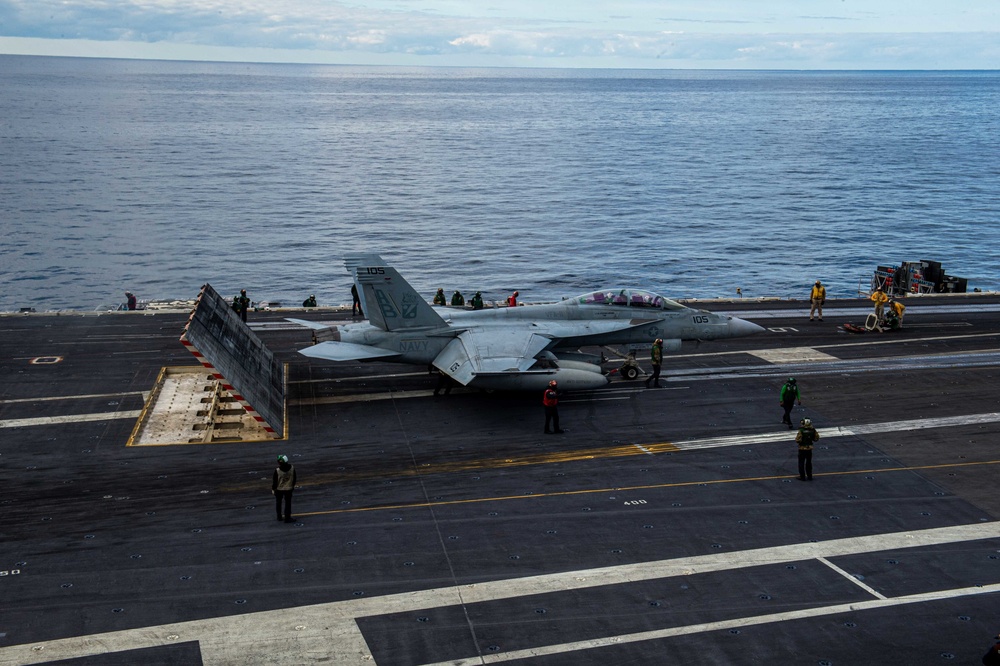 The Harry S. Truman Carrier Strike Group is on a scheduled deployment in the U.S. Sixth Fleet area of operations in support of naval operations to maintain maritime stability and security.