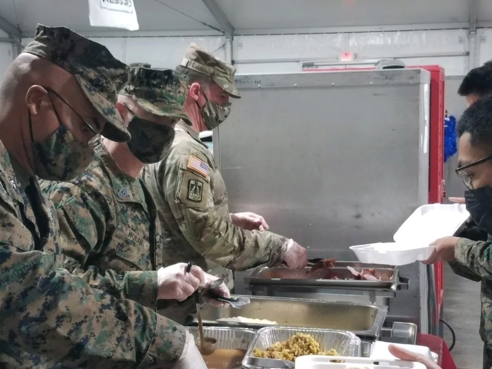 Task Force Pickett Leadership Serves Christmas Dinner