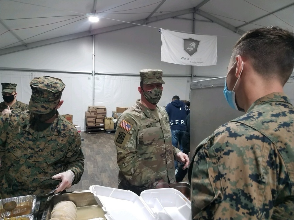 Task Force Pickett Leadership Serves Christmas Dinner