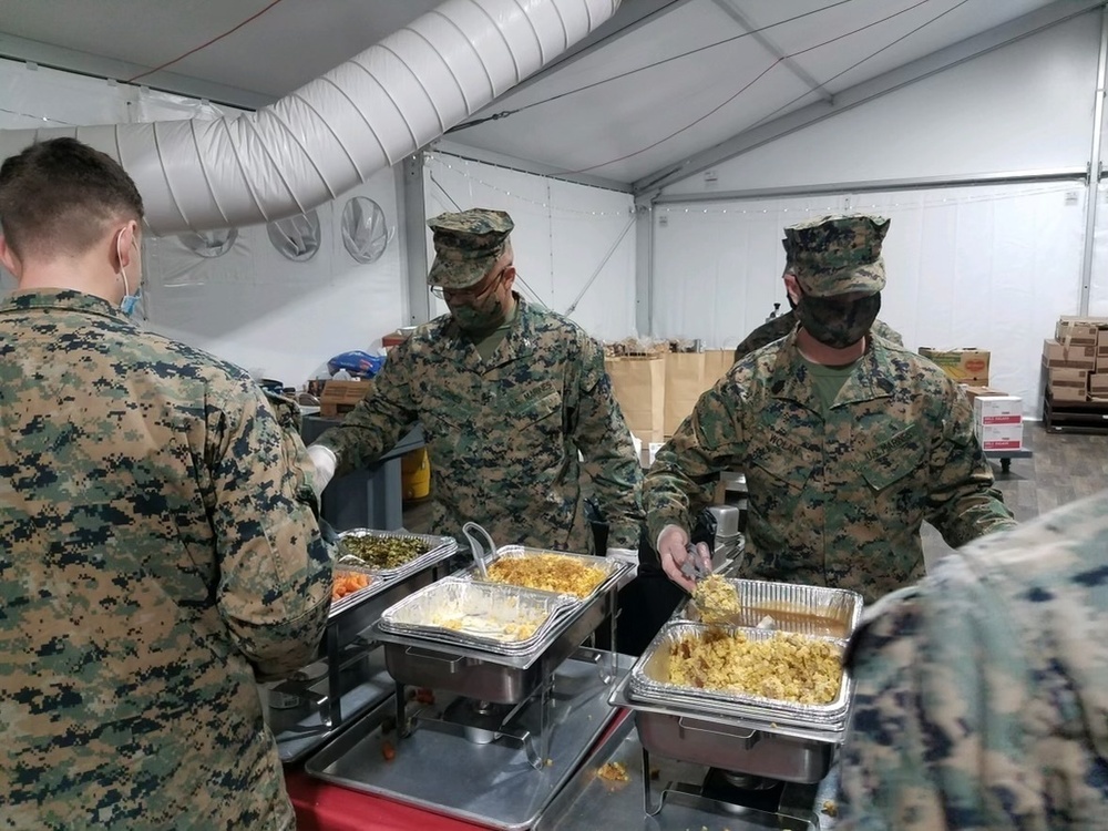 Task Force Pickett Leadership Serves Christmas Dinner