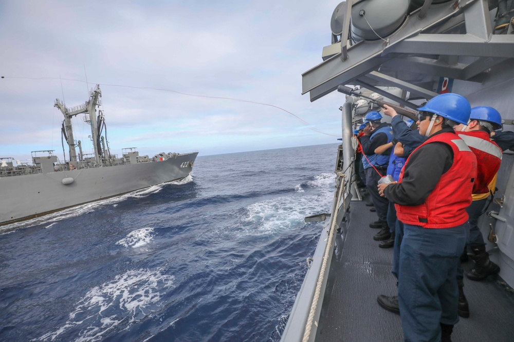 USS Benfold Conducts Replenishment-At-Sea with JS Towada