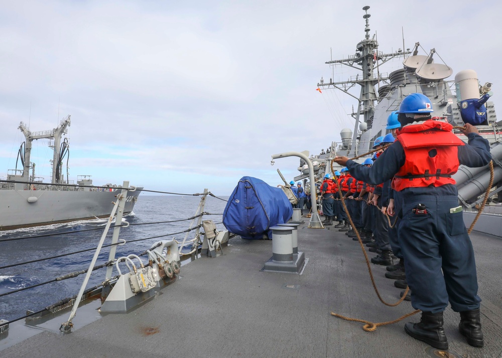 USS Benfold Conducts Replenishment-At-Sea with JS Towada