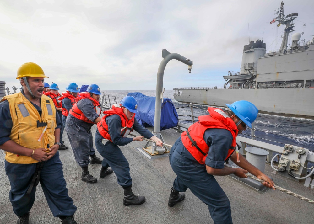 USS Benfold Conducts Replenishment-At-Sea with JS Towada