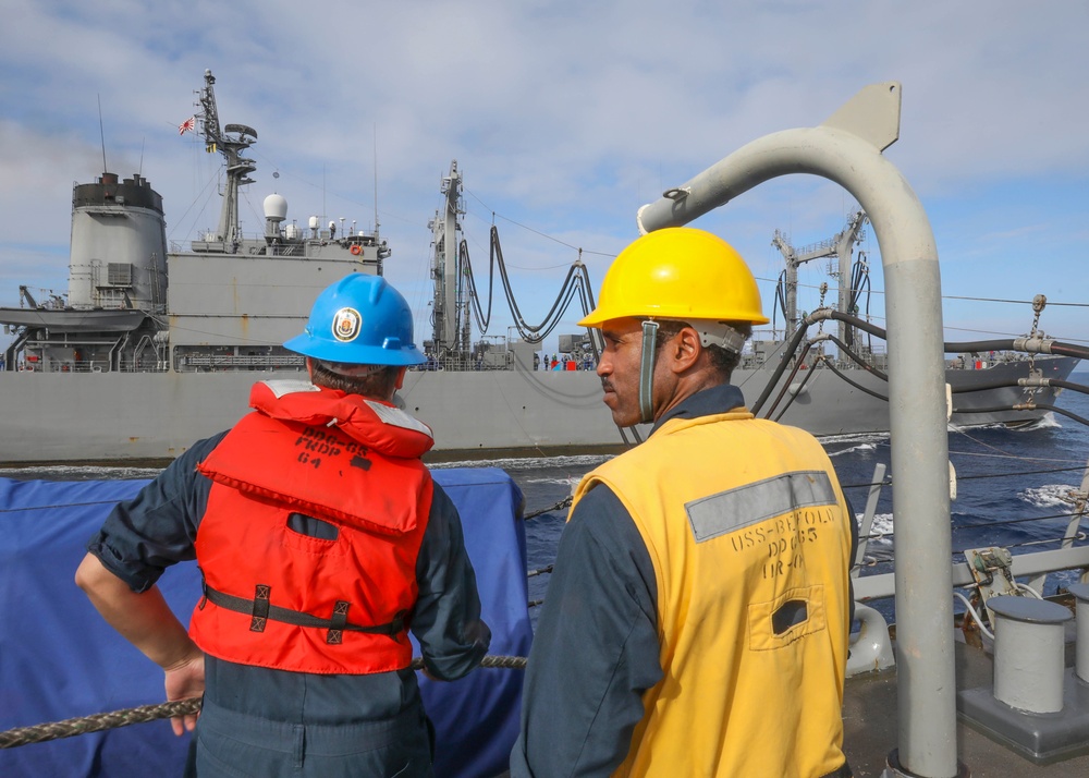 USS Benfold Conducts Replenishment-At-Sea with JS Towada