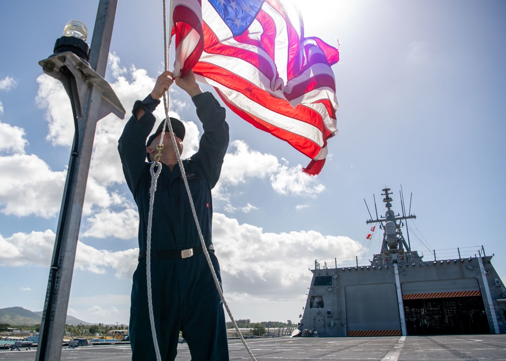 USS Charleston Sailor Shifts Colors