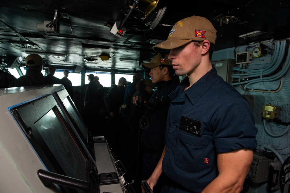 The Harry S. Truman Carrier Strike Group is on a scheduled deployment in the U.S. Sixth Fleet area of operations in support of naval operations to maintain maritime stability and security.