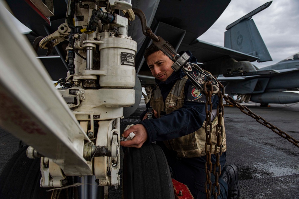 The Harry S. Truman Carrier Strike Group is on a scheduled deployment in the U.S. 6th Fleet area of operations in support of naval operations to maintain maritime stability and security.