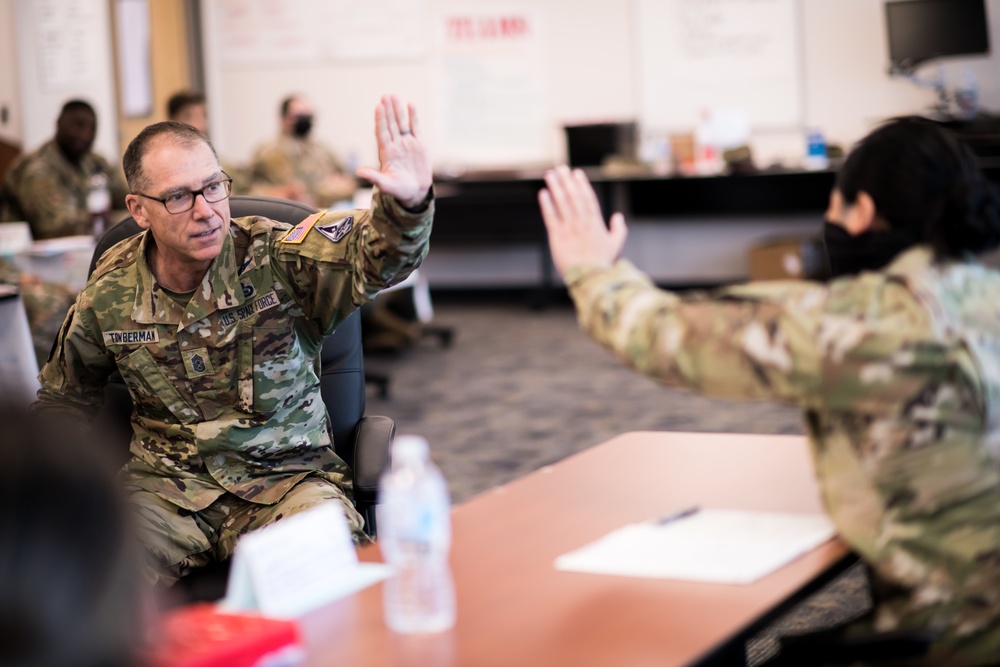 USSF Chief Master Sgt. Towberman Connects with Airmen