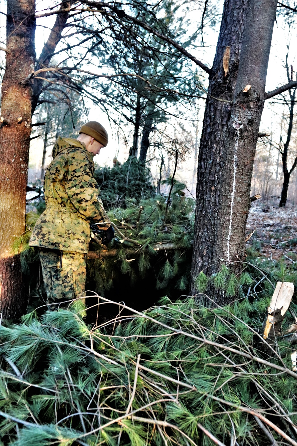 Improvised shelter building among important skills taught to Cold-Weather Operations Course Class 22-01 students