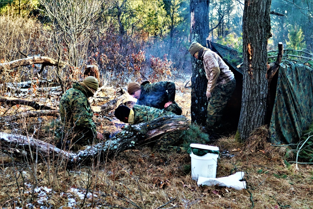 Improvised shelter building among important skills taught to Cold-Weather Operations Course Class 22-01 students