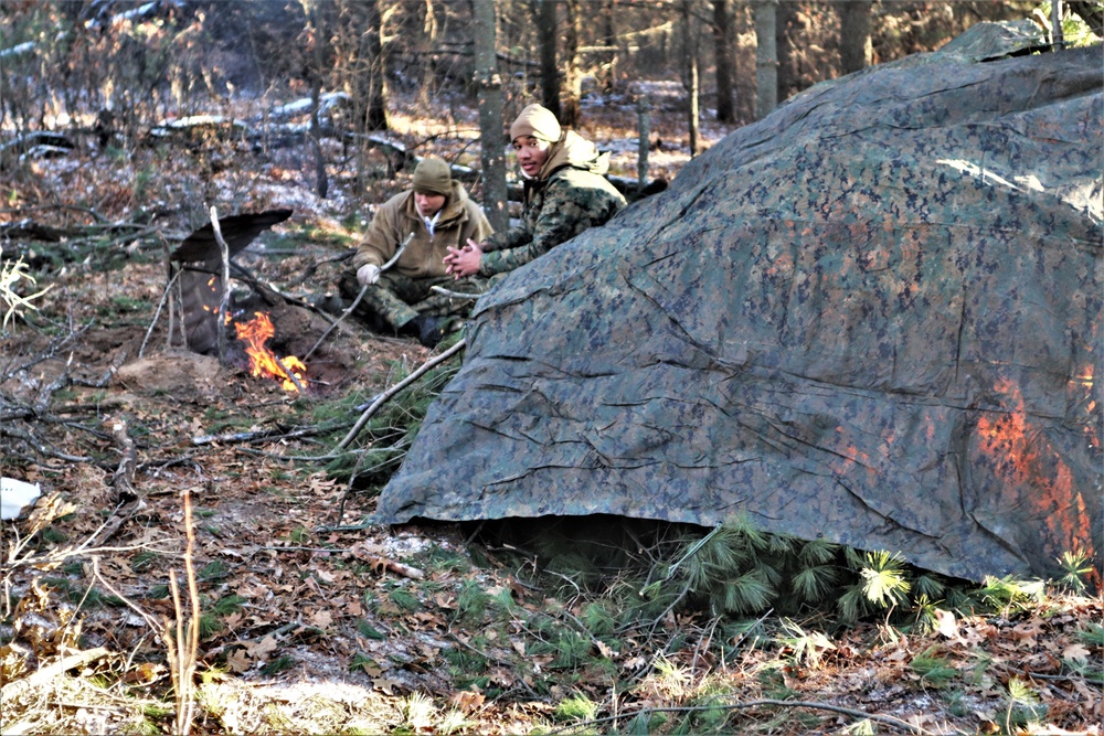 Improvised shelter building among important skills taught to Cold-Weather Operations Course Class 22-01 students