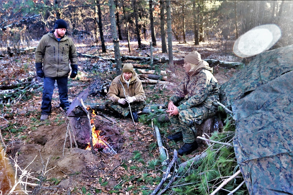 Improvised shelter building among important skills taught to Cold-Weather Operations Course Class 22-01 students