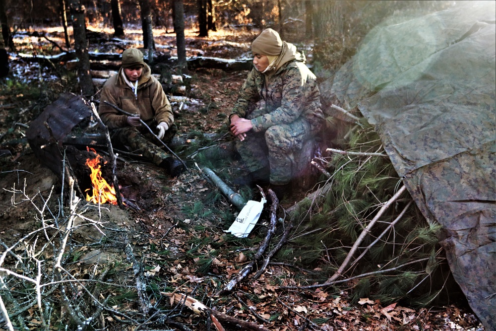 Improvised shelter building among important skills taught to Cold-Weather Operations Course Class 22-01 students