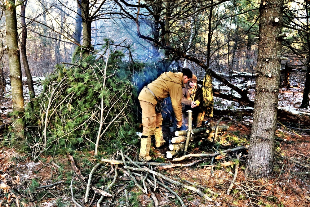 Improvised shelter building among important skills taught to Cold-Weather Operations Course Class 22-01 students