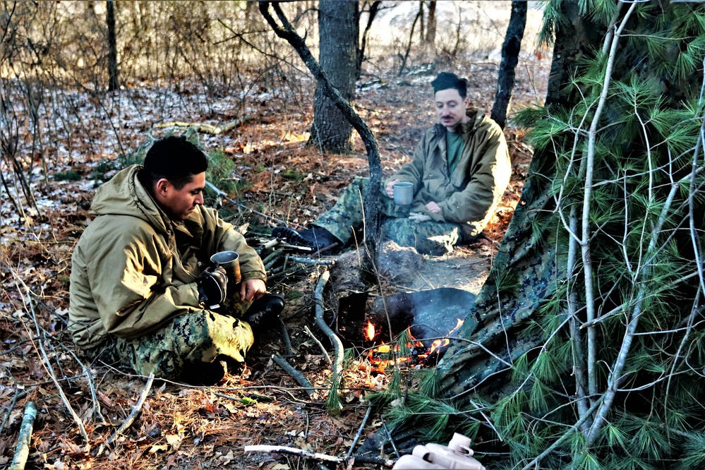 Improvised shelter building among important skills taught to Cold-Weather Operations Course Class 22-01 students