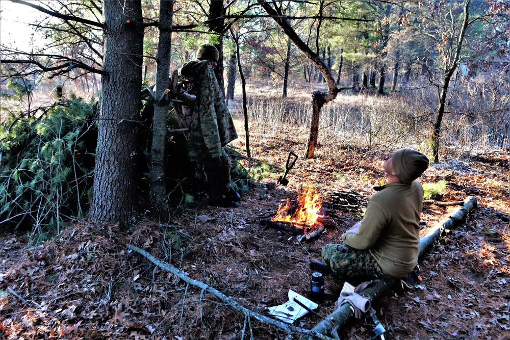 Improvised shelter building among important skills taught to Cold-Weather Operations Course Class 22-01 students