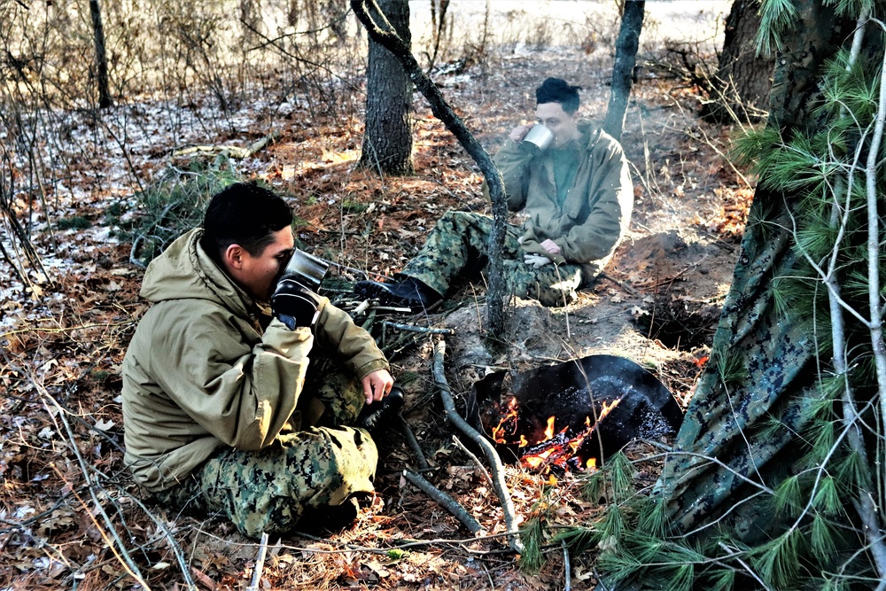 Improvised shelter building among important skills taught to Cold-Weather Operations Course Class 22-01 students