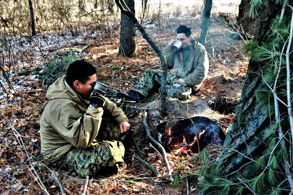 Improvised shelter building among important skills taught to Cold-Weather Operations Course Class 22-01 students