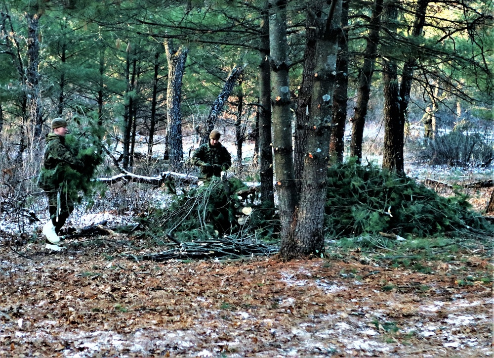 Improvised shelter building among important skills taught to Cold-Weather Operations Course Class 22-01 students