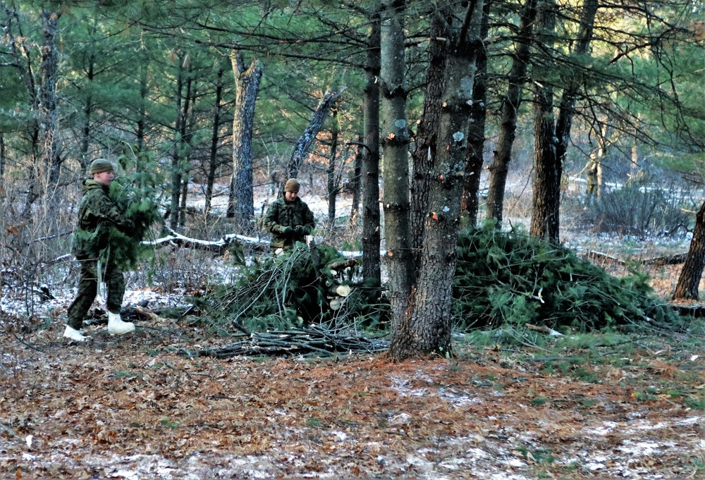 Improvised shelter building among important skills taught to Cold-Weather Operations Course Class 22-01 students