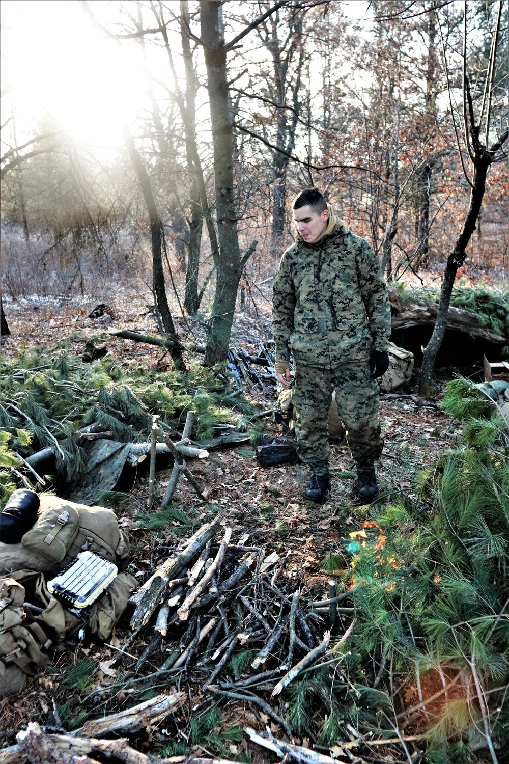 Improvised shelter building among important skills taught to Cold-Weather Operations Course Class 22-01 students