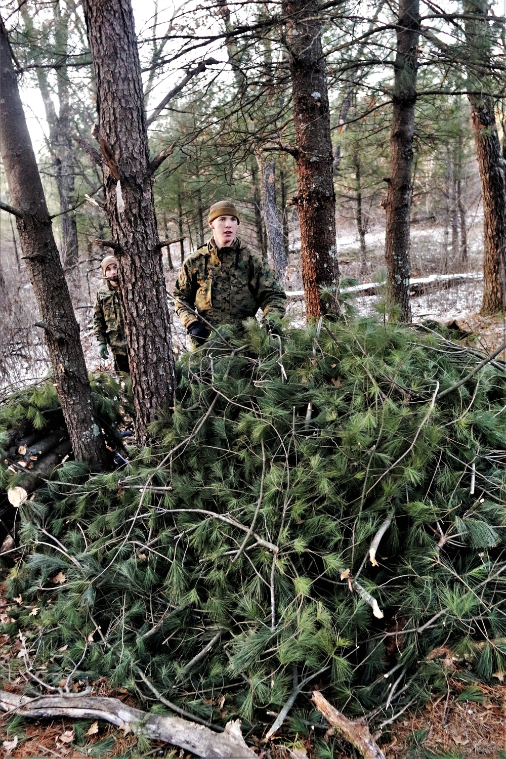 Improvised shelter building among important skills taught to Cold-Weather Operations Course Class 22-01 students