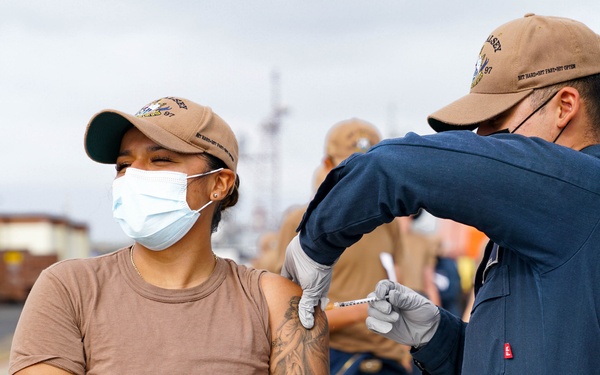 USS Halsey Sailors Receive COVID-19 Booster Shots