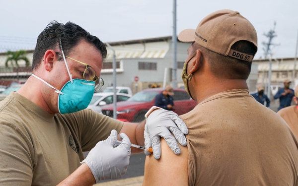 USS Halsey Sailors Receive COVID-19 Booster Shots