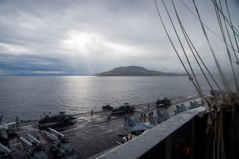 The Harry S. Truman Carrier Strike Group is on a scheduled deployment in the U.S. 6th Fleet area of operations in support of naval operations to maintain maritime stability and security.